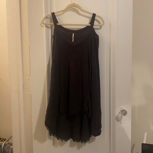 Free people exposed shoulder long sleeve black sweater